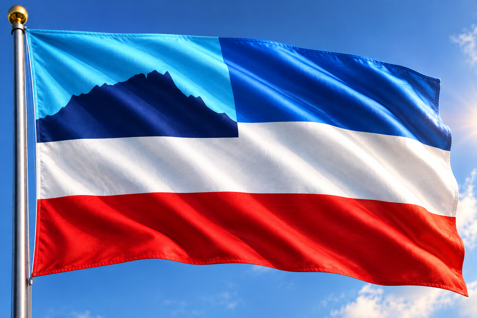 Sabah Flag Rippling in Sunlight